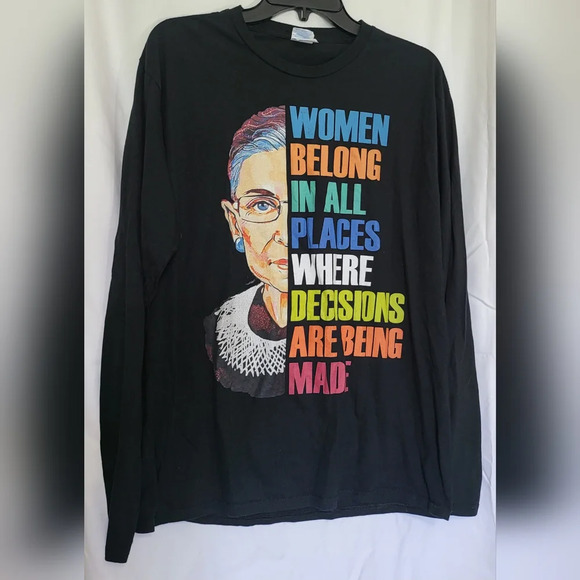 Port & Company Ring Spun 100% Cotton‎ Black Long Sleeve RBG Crewneck Tee, Size L - Picture 1 of 6